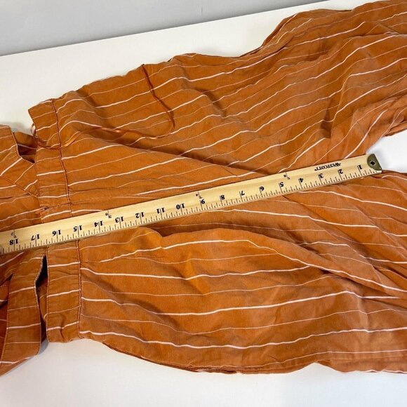 ASTR Womens Baseline Wide Leg Jumpsuit Linen Orange Striped L Backless Cutout - Picture 10 of 12